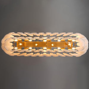 Luxury Modern Alabaster Brass Rectangle Chandelier with Adjustable Height