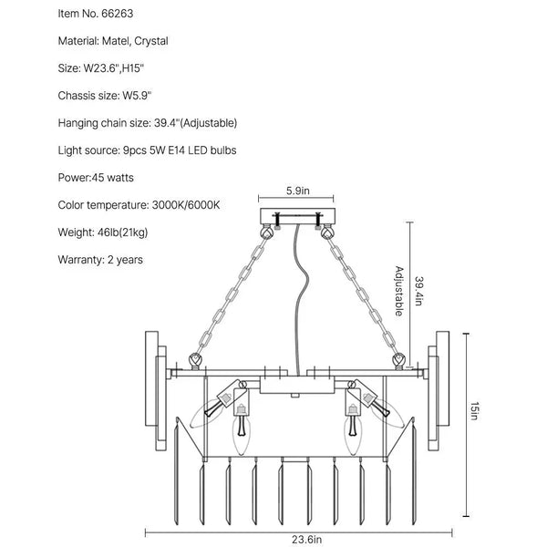 Luxury Modern Living Room Black Crystal Light Fixture-