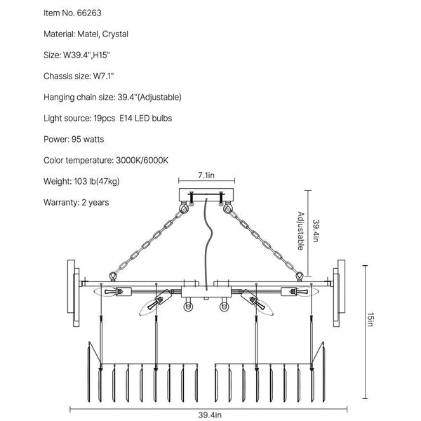 Luxury Modern Living Room Black Crystal Light Fixture-