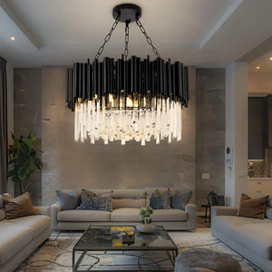 Luxury Modern Living Room Black Crystal Light Fixture-