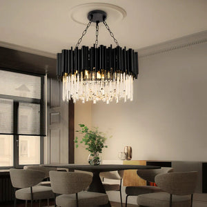 Luxury Modern Living Room Black Crystal Light Fixture-