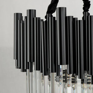Luxury Modern Living Room Black Crystal Light Fixture-