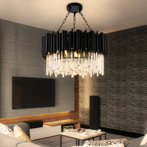 Luxury Modern Living Room Black Crystal Light Fixture-