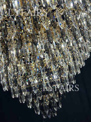 Luxury Multi-tiered Honeycomb Crystal Chandelier for High Ceiling