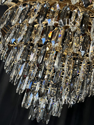 Luxury Multi-tiered Honeycomb Crystal Chandelier for High Ceiling