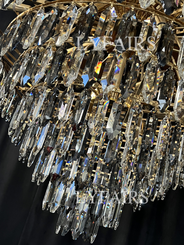 Luxury Multi-tiered Honeycomb Crystal Chandelier for High Ceiling