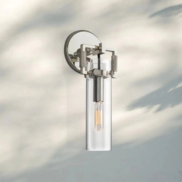 Machine Class Cylinder Wall Sconce 9‘’ 12‘’ 16‘’-12‘’-Polished Nickel-