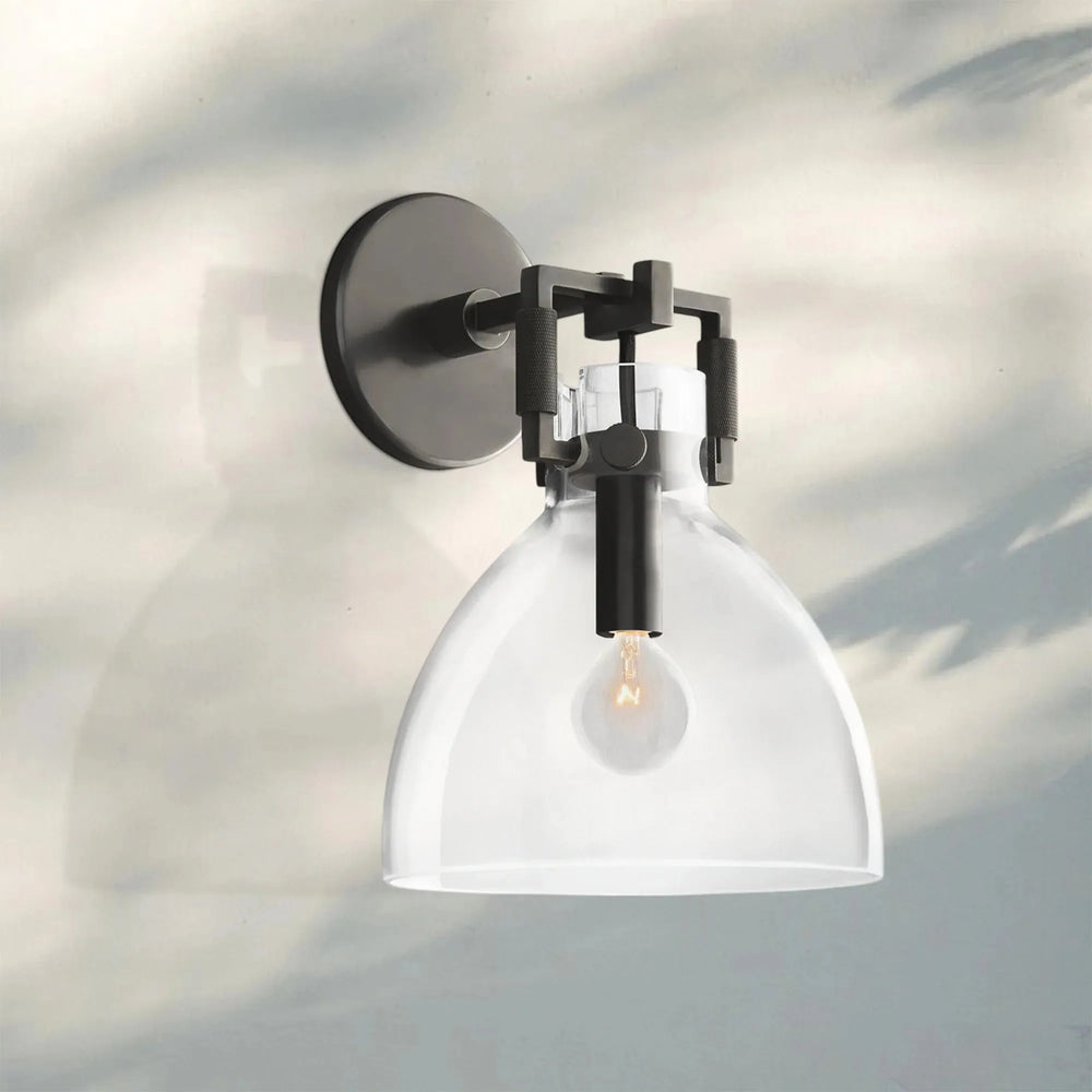 Machine Glass Cloche Sconce 8" 10"-8" Sconce-Lacquered Burnished Brass-