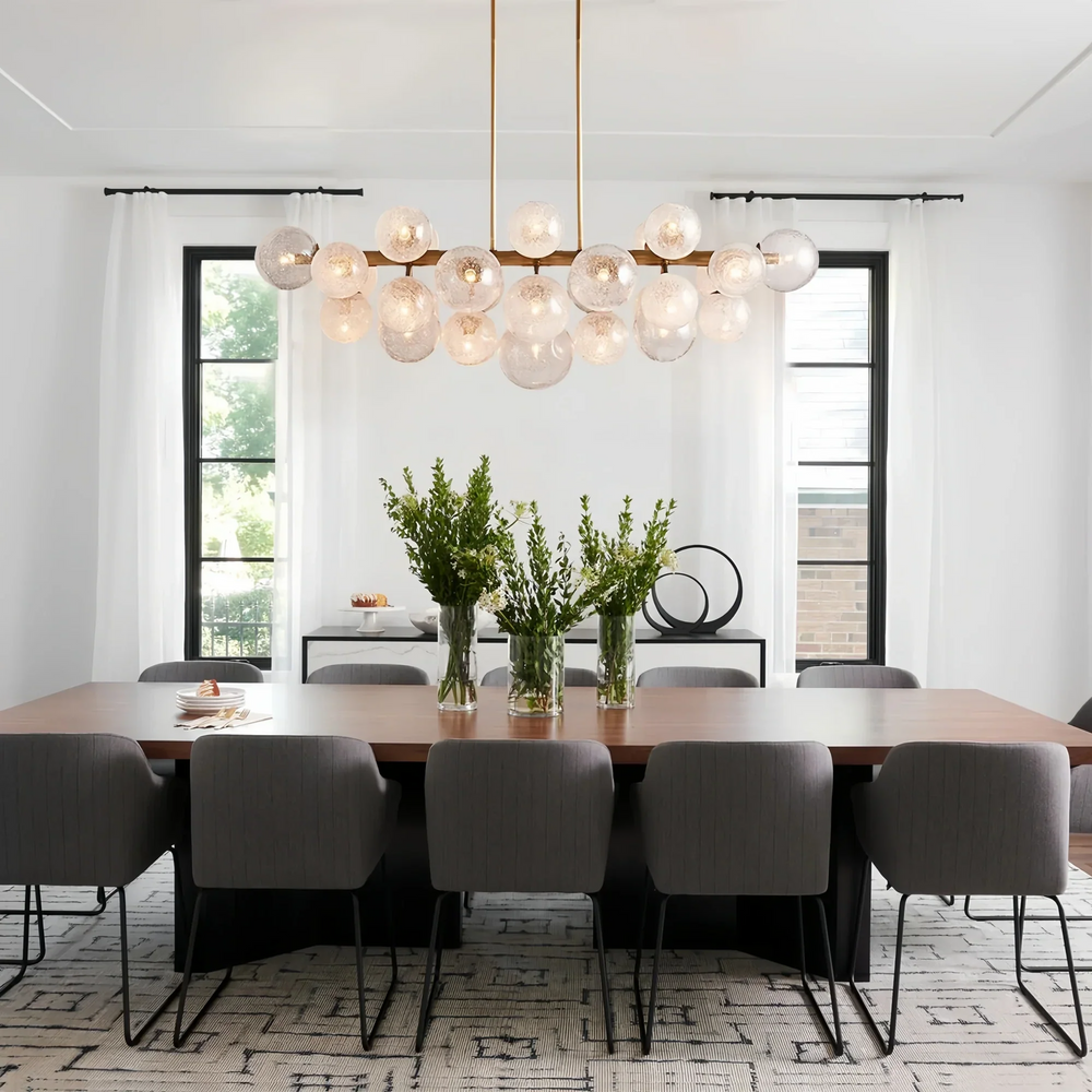Mandoza Linear Chandelier-Lighting-Brass-Arialamps