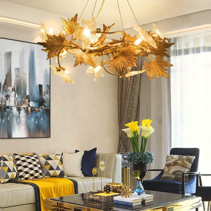 Maple Leaf Branch Chandelier-branch chandeliers for dining room,branch chandeliers for stairways,branch chandeliers for foyer,branch chandeliers for bedrooms,branch chandeliers for kitchen,branch chandeliers for living room-D60cm（D23½"）-Arialamps
