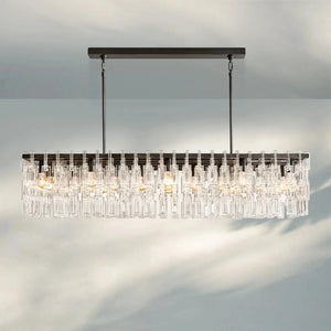 Marigan K9 Crystal Modern Rectangular Chandelier 60"-Matte Black-