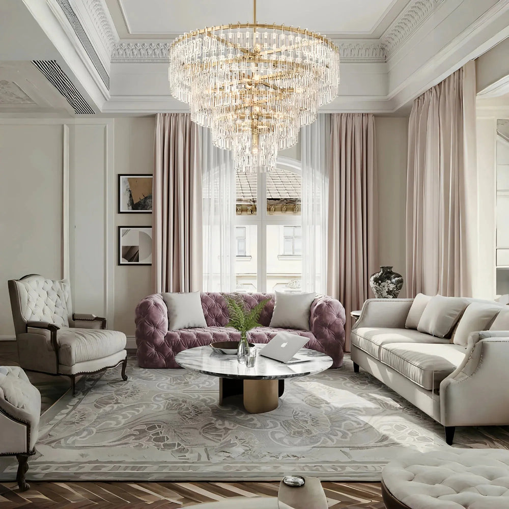 Marigan Multi-Tier Round Chandelier 36″ 48″ 60″-36" 3-Tier-Matte Black-Arialamps