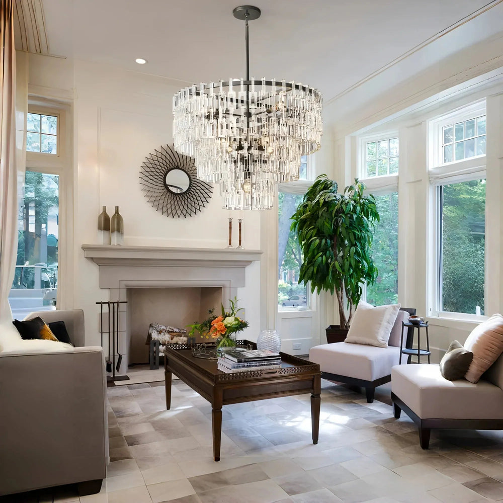 Marigan Multi-Tier Round Chandelier 36″ 48″ 60″-36" 3-Tier-Matte Black-Arialamps