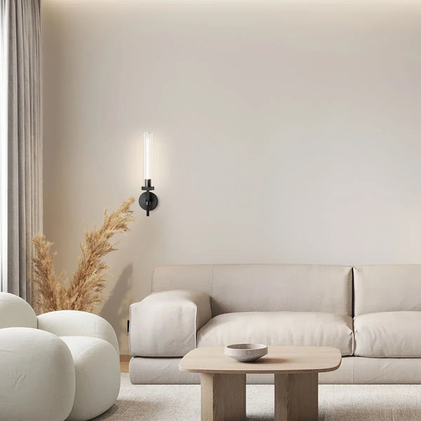 Matte Black Twining 1-Light Dimmable Luxury Flush Mounted Wall Sconce