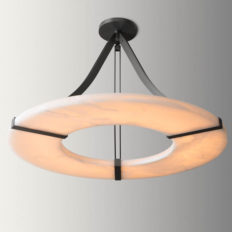 Maxine Modern Round Alabaster Plate Chandelier, Exquisite Illumination Chandelier Kevin Studio Inc