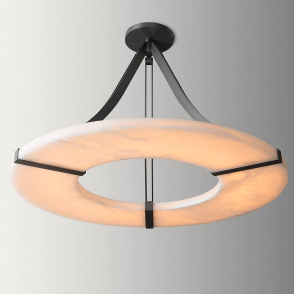 Maxine Modern Round Alabaster Plate Chandelier, Exquisite Illumination Chandelier Kevin Studio Inc