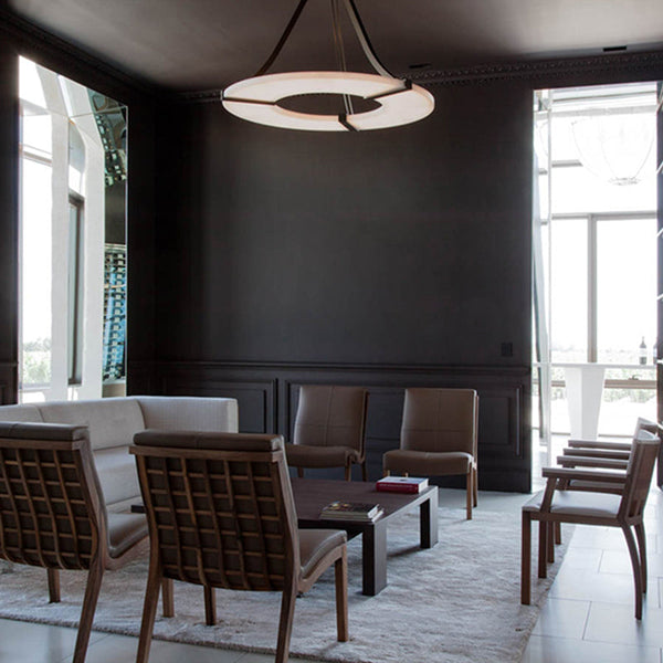 Maxine Modern Round Alabaster Plate Chandelier, Exquisite Illumination Chandelier Kevin Studio Inc