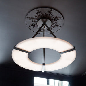 Maxine Modern Round Alabaster Plate Chandelier, Exquisite Illumination Chandelier Kevin Studio Inc