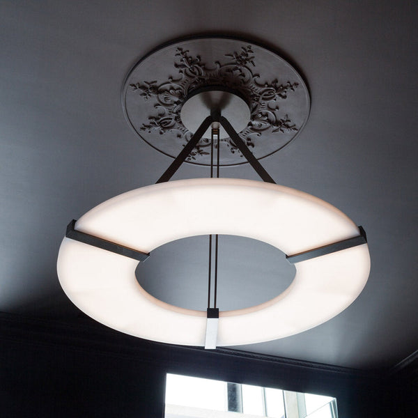 Maxine Modern Round Alabaster Plate Chandelier, Exquisite Illumination Chandelier Kevin Studio Inc