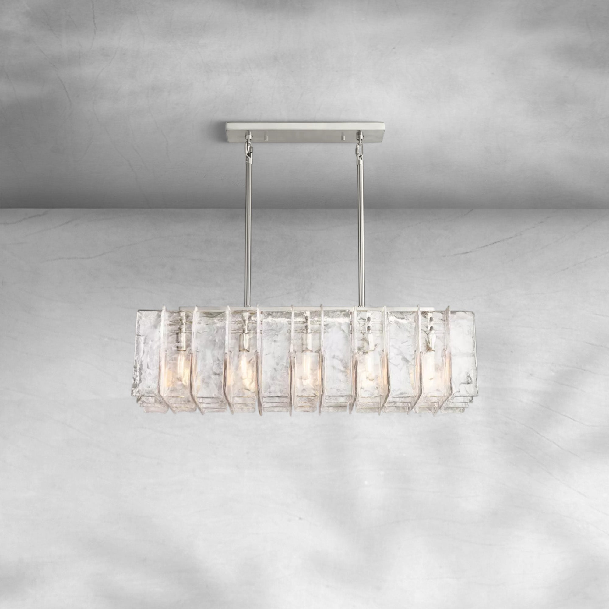 Lattace Clear Glass Rectangular Chandelier 49"67"