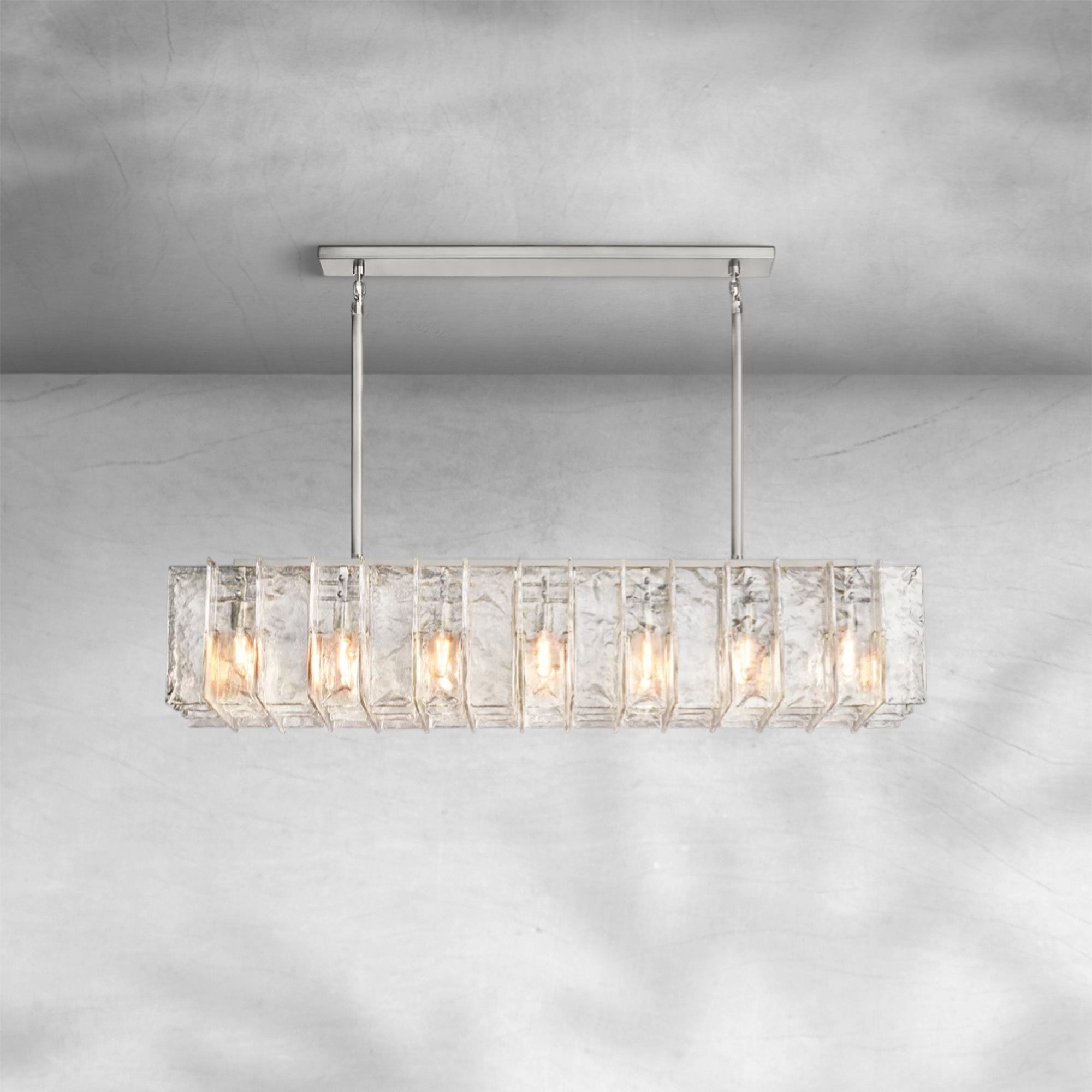 Lattace Clear Glass Rectangular Chandelier 49"67"