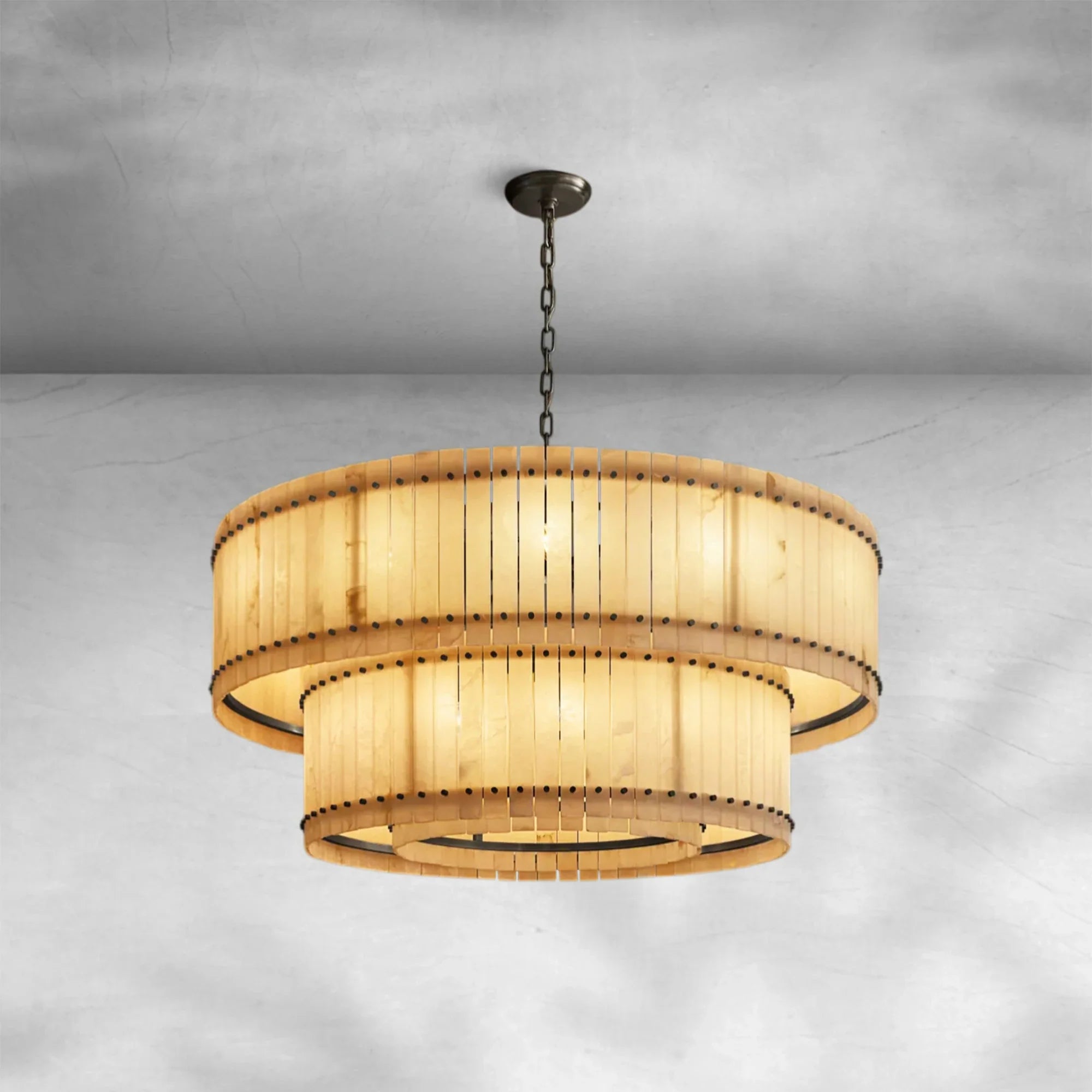 Sun Marcus Alabaster Round Tiered Chandelier