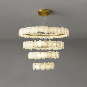 Arialamps Tiered Circular Alabaster Chandelier