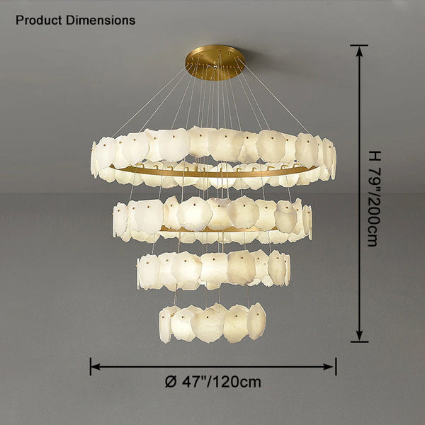 Arialamps Tiered Circular Alabaster Chandelier