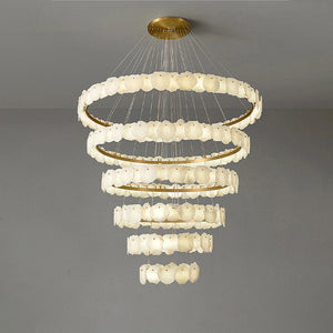 Arialamps Tiered Circular Alabaster Chandelier