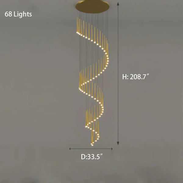 Minimalism Foyer Staircase Chandelier Ceiling Pendant Lighting Fixture For Living Room Entryway In Gold/ Black Finish - Arialamps