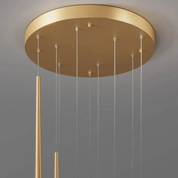 Minimalism Foyer Staircase Chandelier Ceiling Pendant Lighting Fixture For Living Room Entryway In Gold/ Black Finish - Arialamps