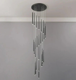 Minimalism Foyer Staircase Chandelier Ceiling Pendant Lighting Fixture For Living Room Entryway In Gold/ Black Finish - Arialamps