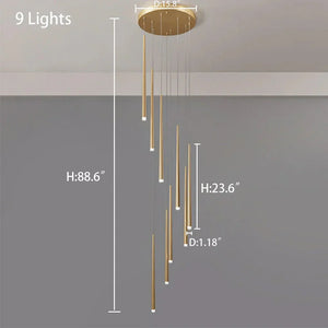 Minimalism Foyer Staircase Chandelier Ceiling Pendant Lighting Fixture For Living Room Entryway In Gold/ Black Finish - Arialamps
