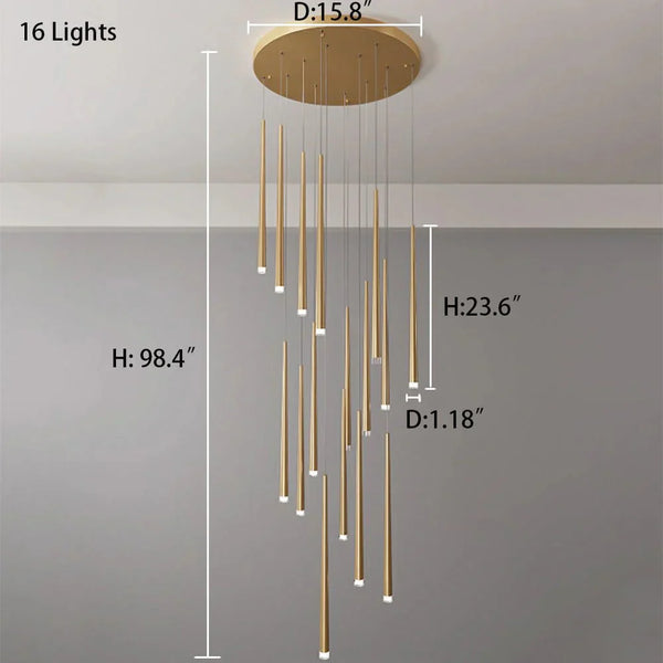 Minimalism Foyer Staircase Chandelier Ceiling Pendant Lighting Fixture For Living Room Entryway In Gold/ Black Finish - Arialamps
