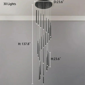 Minimalism Foyer Staircase Chandelier Ceiling Pendant Lighting Fixture For Living Room Entryway In Gold/ Black Finish - Arialamps