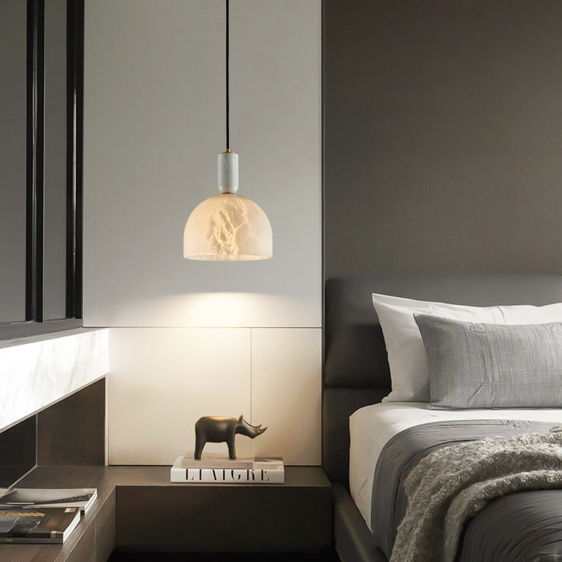 Aubry Modern Alabaster Bedside Pendant Light, Bedroom Pendant Lamp Chandelier Kevin Studio Inc Small