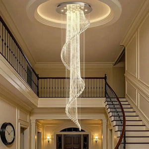 Modern Art Design Crystal Spiral Raindrop Chandelier - Arialamps