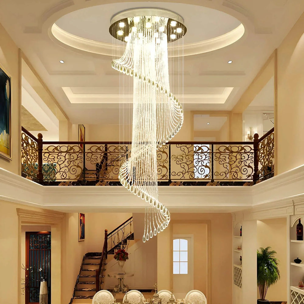 Modern Art Design Crystal Spiral Raindrop Chandelier - Arialamps