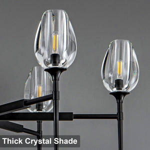 Modern Black Crystal Chandelier 6 Lights 42in Round K9 Tulip Pendant