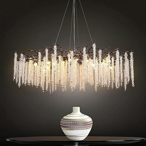 YUYI Modern Black Crystal Chandelier with 18 G9 Bulbs