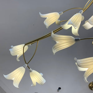 Modern Brass Branch Ceramics Flower Chandelier for Stylish Living Room Hotel and Restaurant-Chandeliers-Arialamps