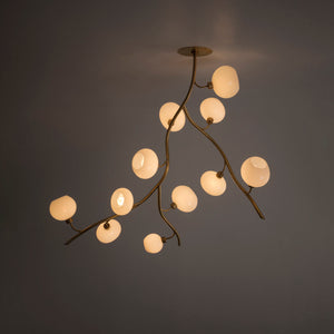 Modern Brass Branch Chandelier with Handcrafted Glass Globes-Arialamps