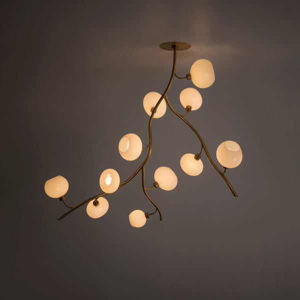 Modern Brass Branch Chandelier with Handcrafted Glass Globes-Arialamps