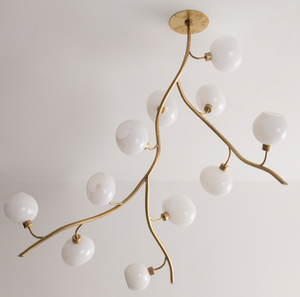 Modern Brass Branch Chandelier with Handcrafted Glass Globes-Arialamps