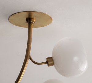 Modern Brass Branch Chandelier with Handcrafted Glass Globes-Arialamps