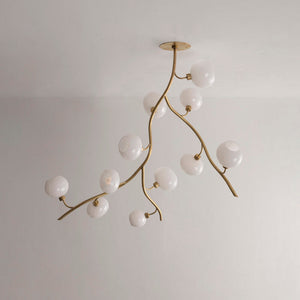 Modern Brass Branch Chandelier with Handcrafted Glass Globes-Arialamps