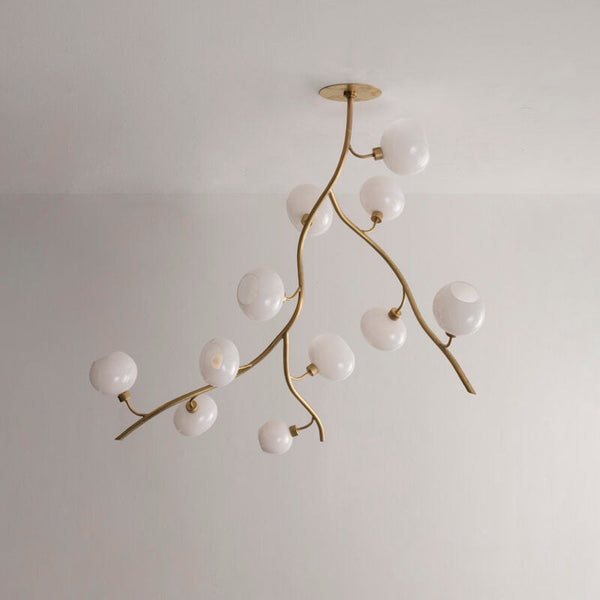 Modern Brass Branch Chandelier with Handcrafted Glass Globes-Arialamps