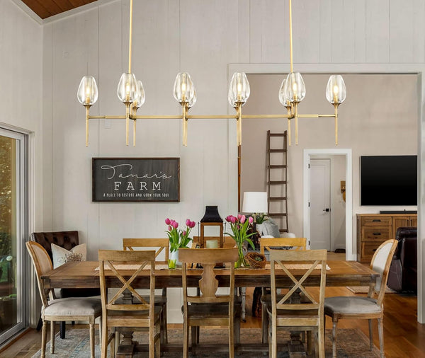 Modern Crystal Chandelier 10 Lights Brass 65in Gold Rectangle K9 Pendant Light