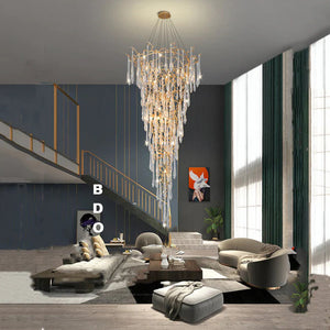 Modern Crystal Droplet Branch Staircase Chandelier-Arialamps