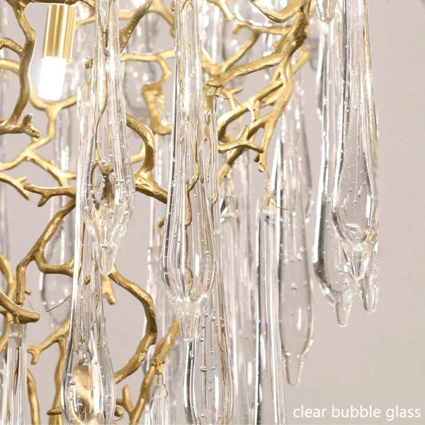 Modern Crystal Droplet Branch Staircase Chandelier-Arialamps